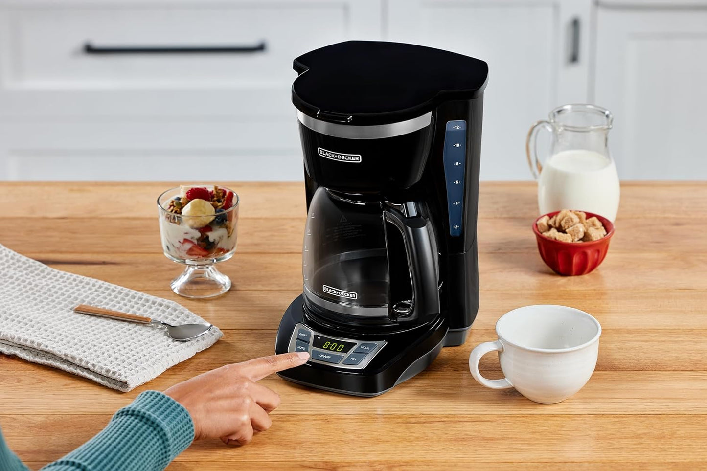 BLACK+DECKER 12 - Cup Digital Coffee Maker, Programmable, Washable Basket Filter, Sneak - A - Cup, Auto Brew, Water Window, Keep Hot Plate, Black - Dinner Ideas Collective