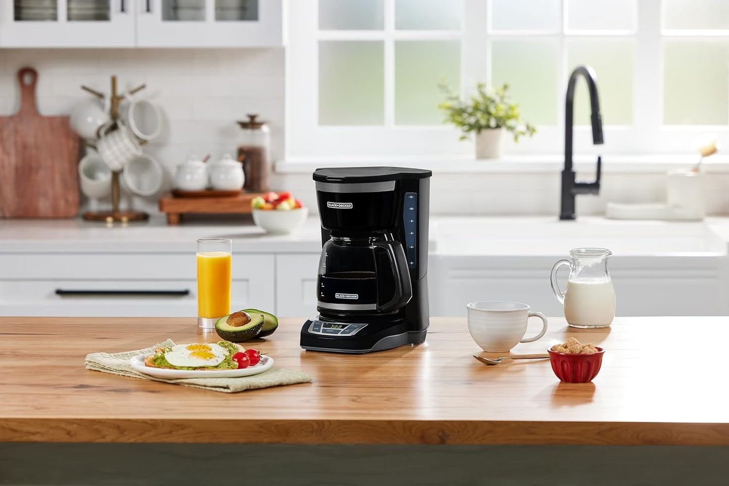 BLACK+DECKER 12 - Cup Digital Coffee Maker, Programmable, Washable Basket Filter, Sneak - A - Cup, Auto Brew, Water Window, Keep Hot Plate, Black - Dinner Ideas Collective