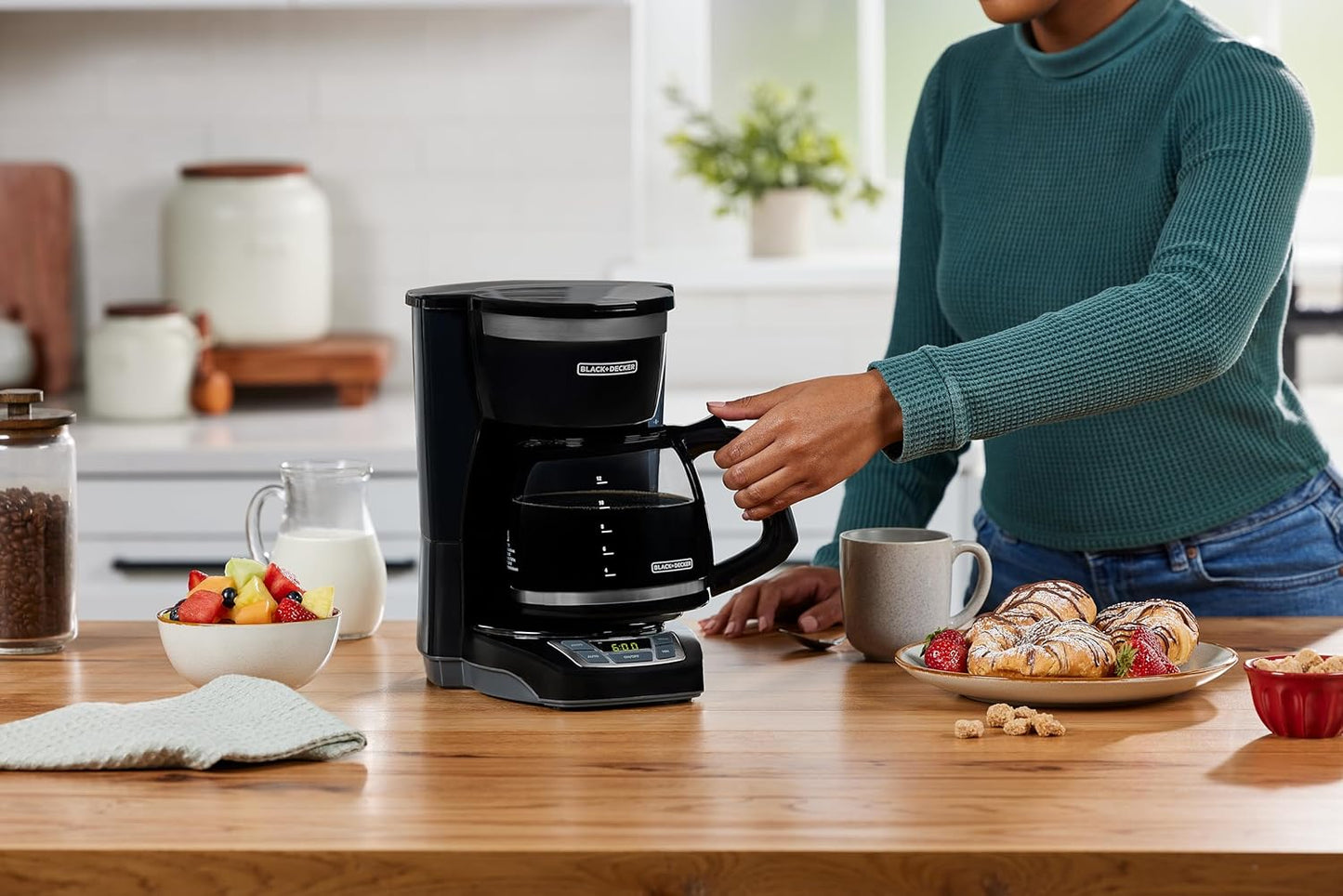 BLACK+DECKER 12 - Cup Digital Coffee Maker, Programmable, Washable Basket Filter, Sneak - A - Cup, Auto Brew, Water Window, Keep Hot Plate, Black - Dinner Ideas Collective