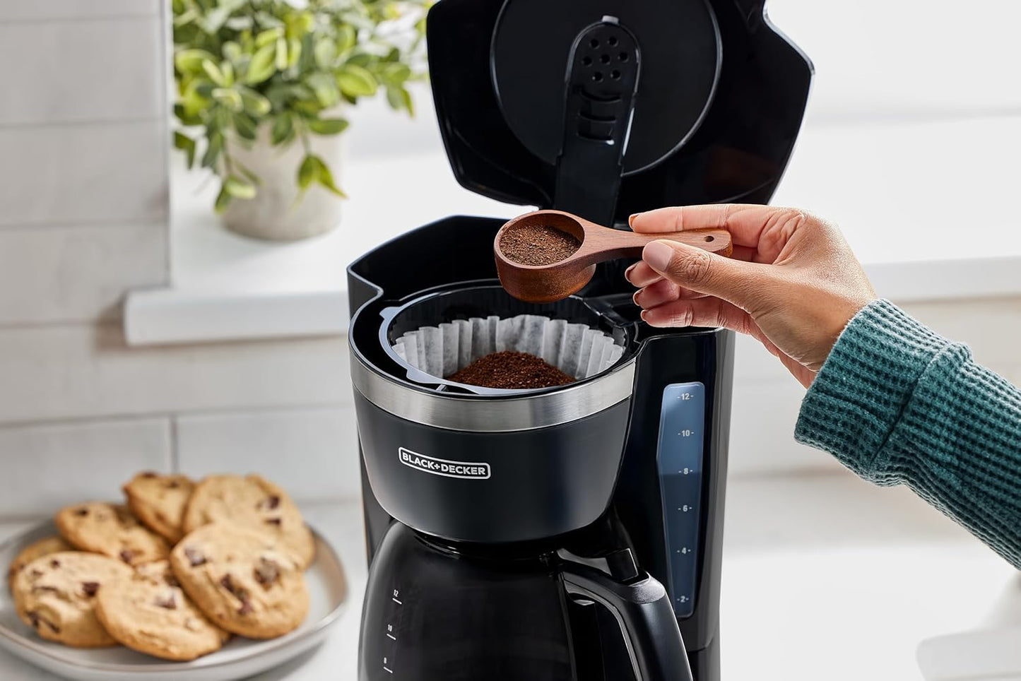 BLACK+DECKER 12 - Cup Digital Coffee Maker, Programmable, Washable Basket Filter, Sneak - A - Cup, Auto Brew, Water Window, Keep Hot Plate, Black - Dinner Ideas Collective