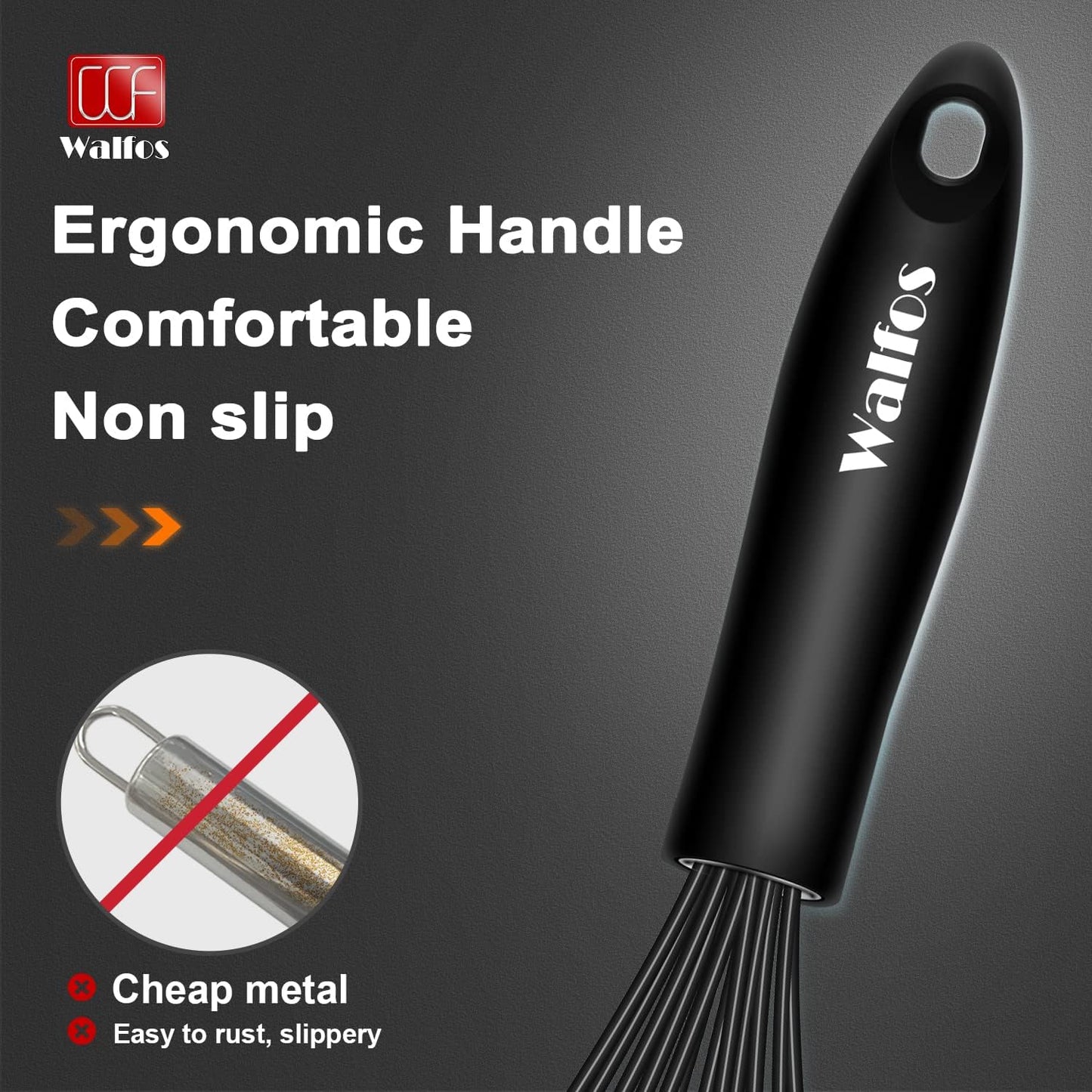 Walfos Silicone Whisk with Stainless Steel Wire - Dinner Ideas Collective