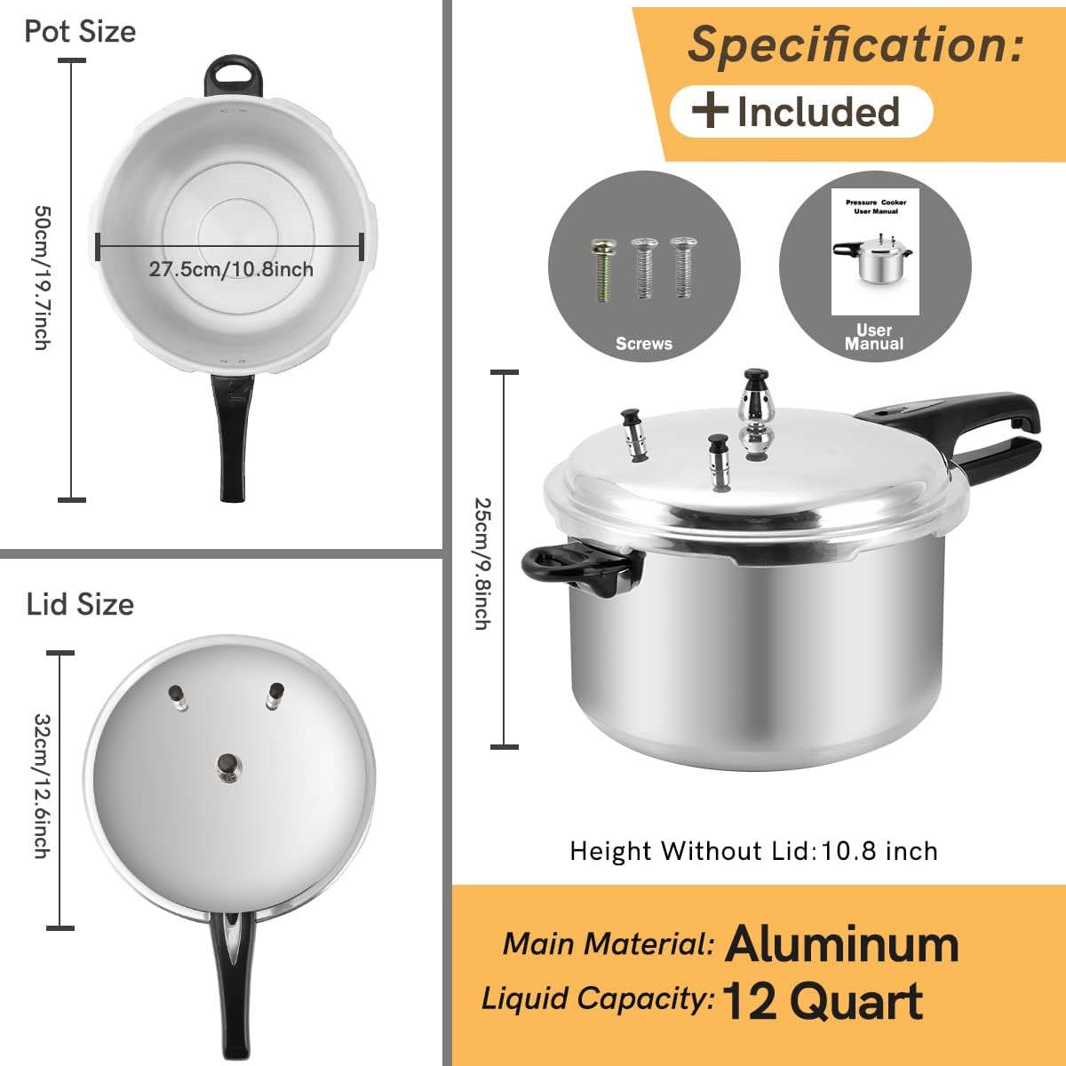 12 Quart Aluminum Pressure Canner w/Canning Rack & Easy Lock Lid - Dinner Ideas Collective