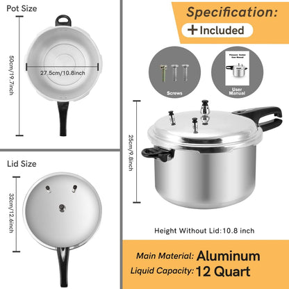 12 Quart Aluminum Pressure Canner w/Canning Rack & Easy Lock Lid - Dinner Ideas Collective