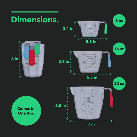 3 - Piece Liquid Measuring Cups - Haitian Cooking Essential - Dinner Ideas Collective