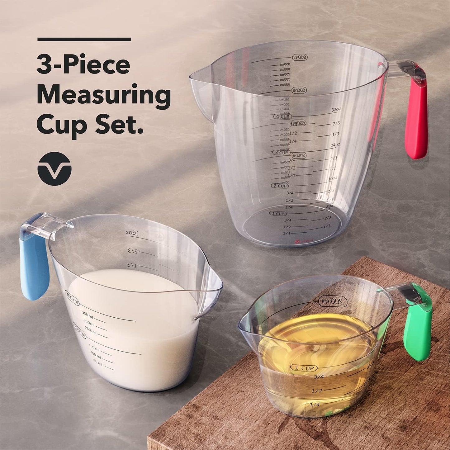3 - Piece Liquid Measuring Cups - Haitian Cooking Essential - Dinner Ideas Collective