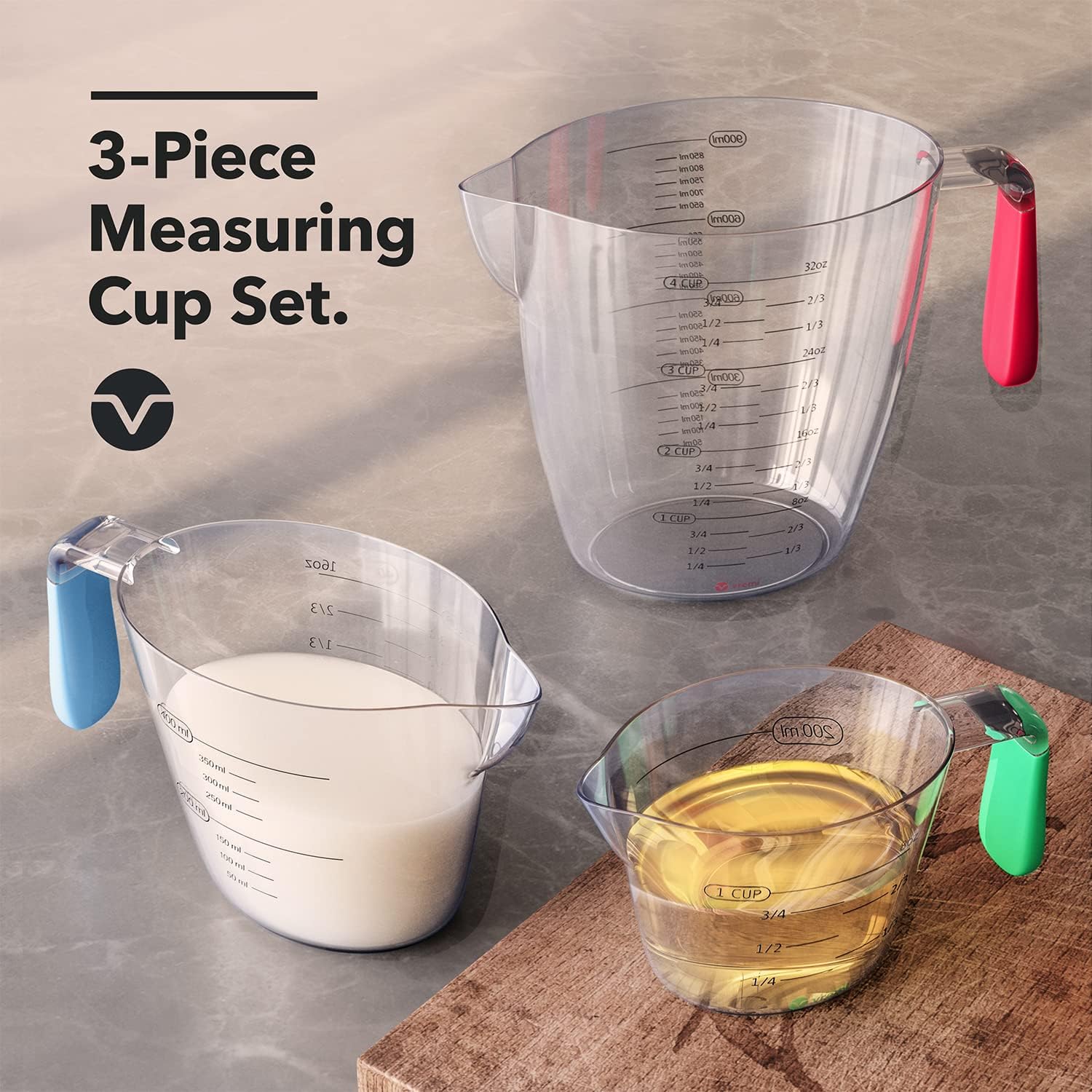 3 - Piece Liquid Measuring Cups - Haitian Cooking Essential - Dinner Ideas Collective