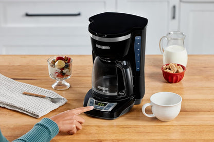 BLACK+DECKER 12 - Cup Digital Coffee Maker, Programmable, Washable Basket Filter, Sneak - A - Cup, Auto Brew, Water Window, Keep Hot Plate, Black - Dinner Ideas Collective