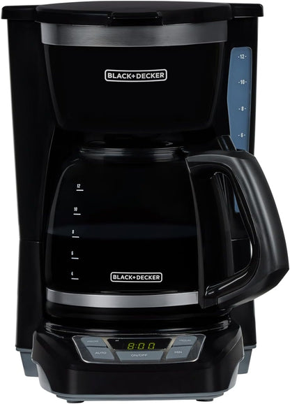BLACK+DECKER 12 - Cup Digital Coffee Maker, Programmable, Washable Basket Filter, Sneak - A - Cup, Auto Brew, Water Window, Keep Hot Plate, Black - Dinner Ideas Collective