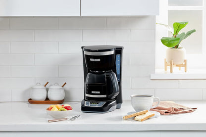 BLACK+DECKER 12 - Cup Digital Coffee Maker, Programmable, Washable Basket Filter, Sneak - A - Cup, Auto Brew, Water Window, Keep Hot Plate, Black - Dinner Ideas Collective