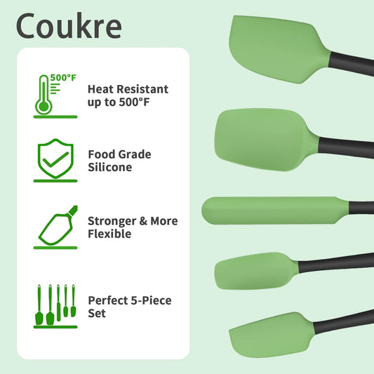 Coukre Silicone Spatula Set of 5 - High Temperature Resistant - Dinner Ideas Collective