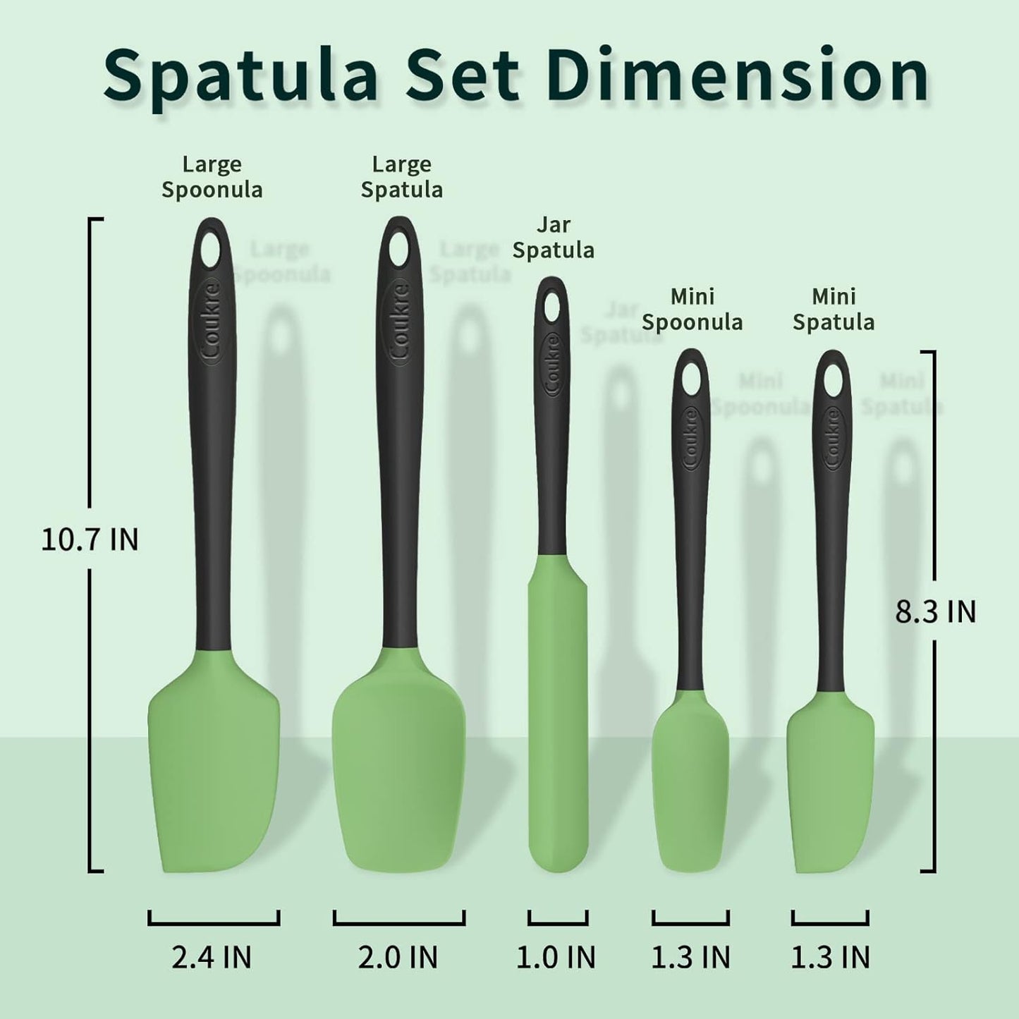 Coukre Silicone Spatula Set of 5 - High Temperature Resistant - Dinner Ideas Collective