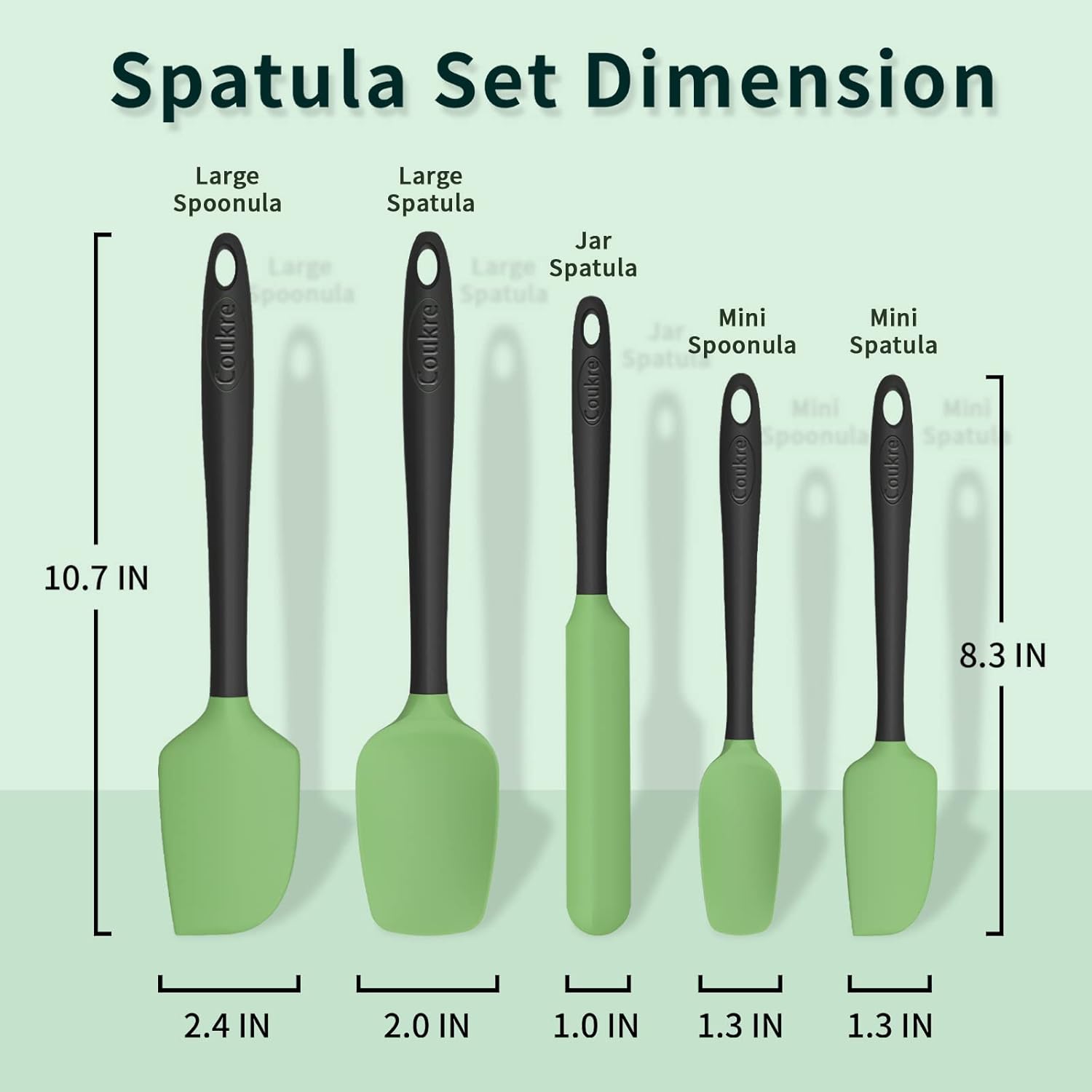 Coukre Silicone Spatula Set of 5 - High Temperature Resistant - Dinner Ideas Collective