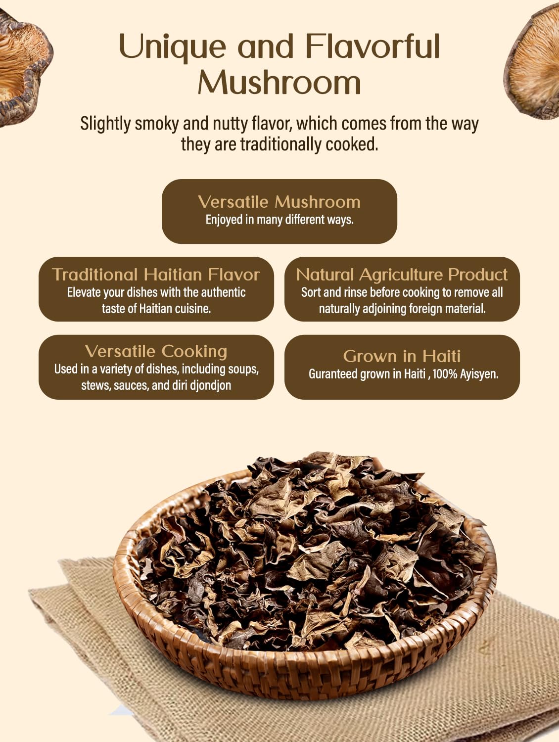 Djon Djon - Haitian Black Mushrooms for Rice (Grown in Haiti - 100% Ayisyen) - Dinner Ideas Collective