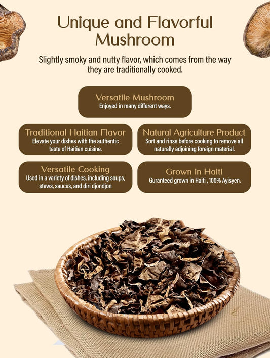 Djon Djon - Haitian Black Mushrooms for Rice (Grown in Haiti - 100% Ayisyen) - Dinner Ideas Collective
