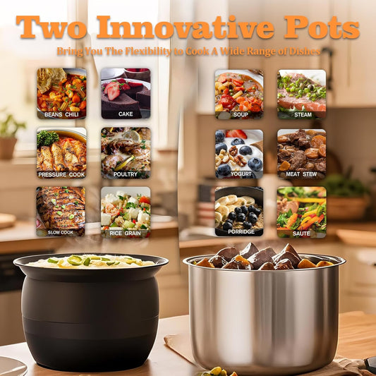 Fullwill Electric Pressure Cooker 6QT Dual Pots, 12 in 1 MultiFunction Cooker - Dinner Ideas Collective