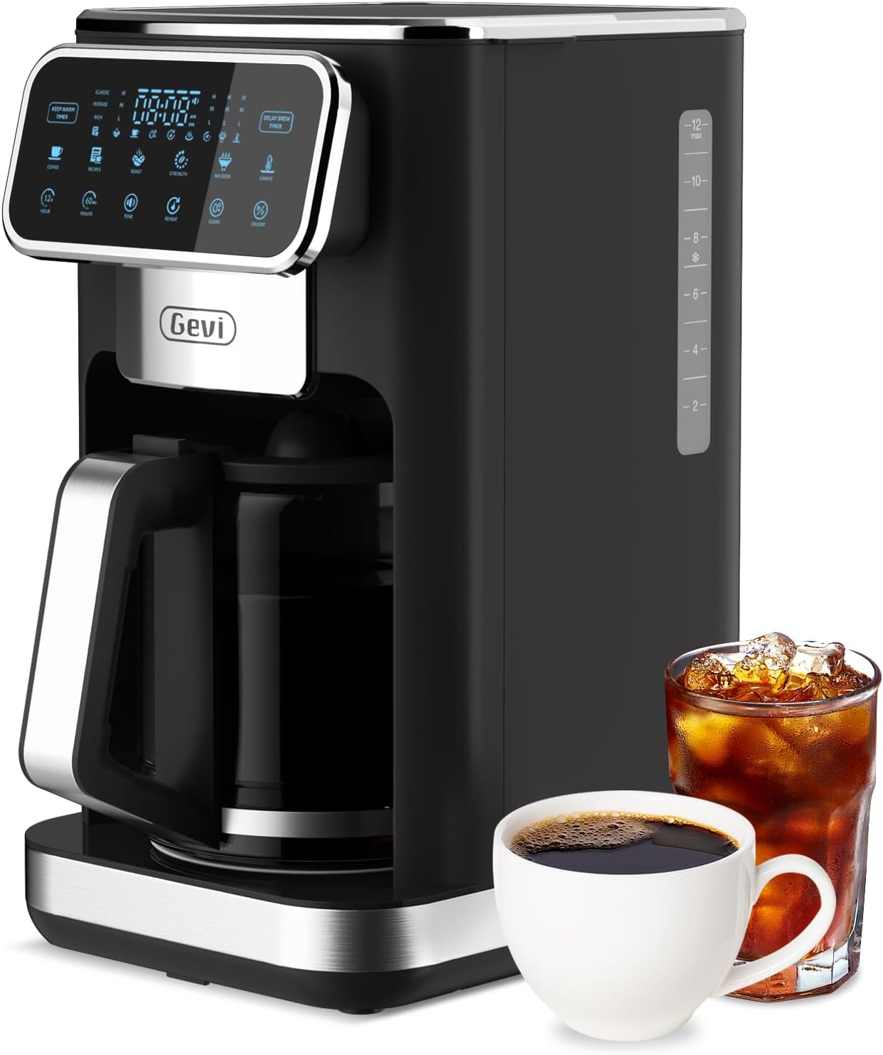 Gevi 12 Cup Programmable Drip Coffee Maker with Touch Screen - Dinner Ideas Collective