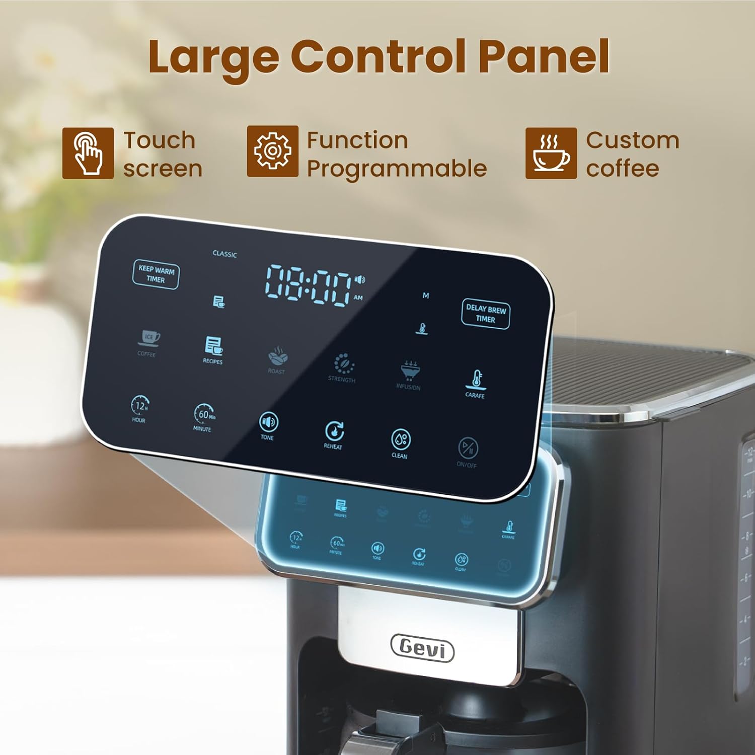 Gevi 12 Cup Programmable Drip Coffee Maker with Touch Screen - Dinner Ideas Collective