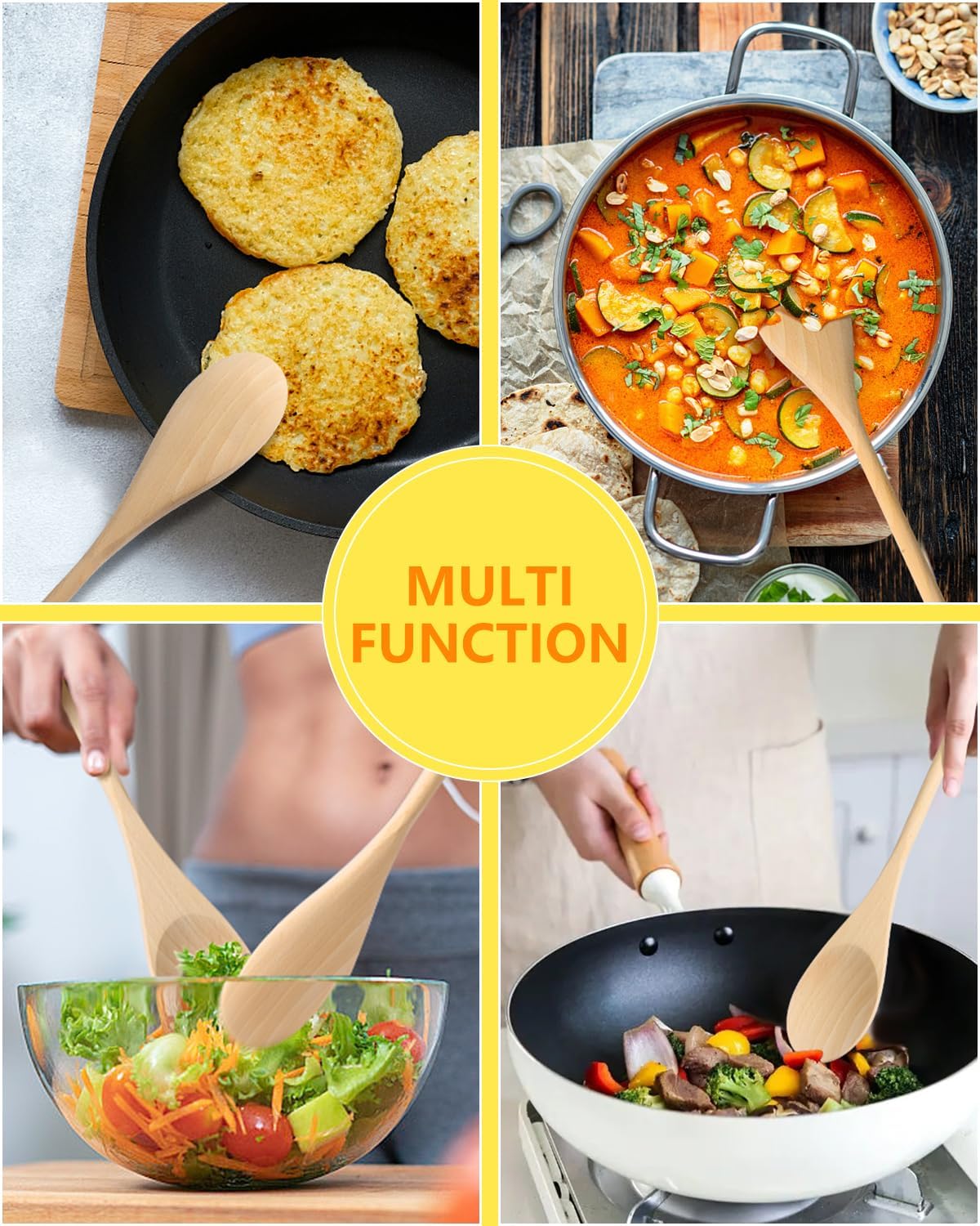 Haitian 5 Pcs Wooden Cooking Spoon for Cooking - Dinner Ideas Collective