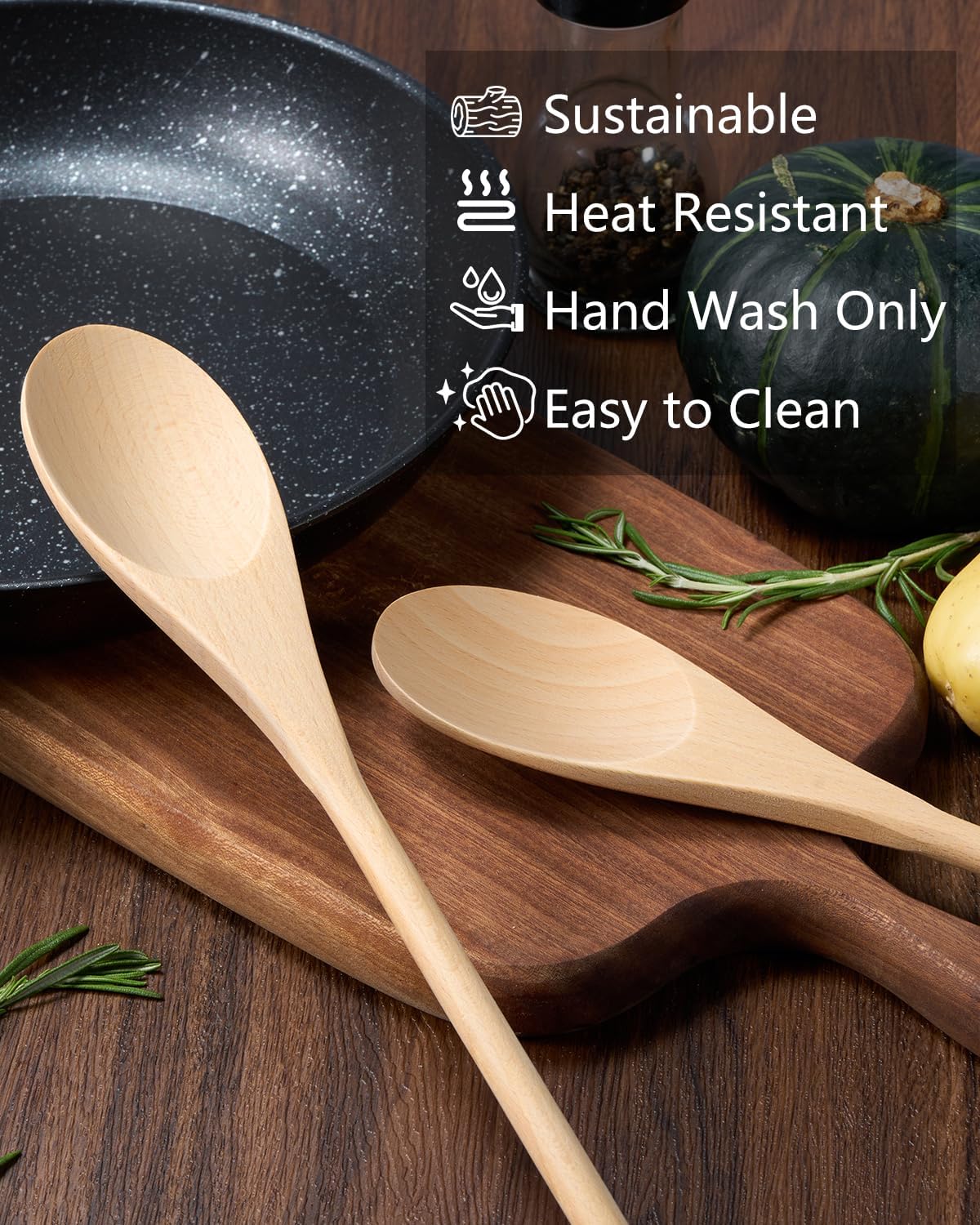 Haitian 5 Pcs Wooden Cooking Spoon for Cooking - Dinner Ideas Collective