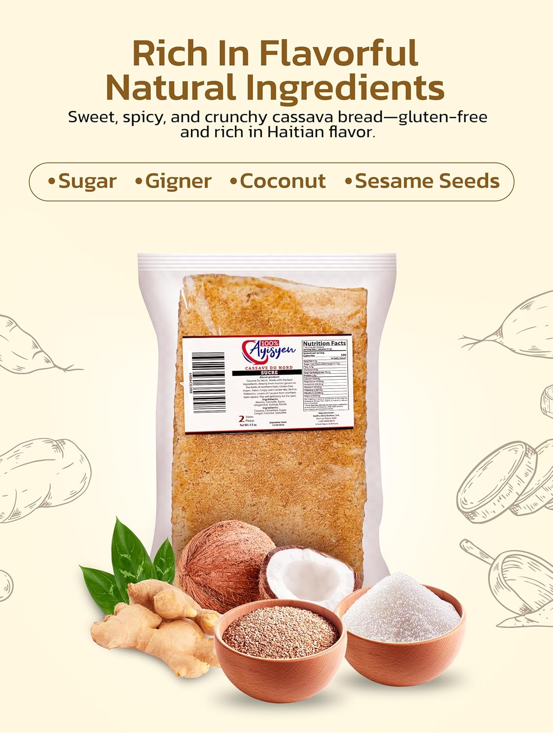 Haitian Cassava from Cap Haitian - Sugar/Sucre - 100% Ayisyen - Dinner Ideas Collective