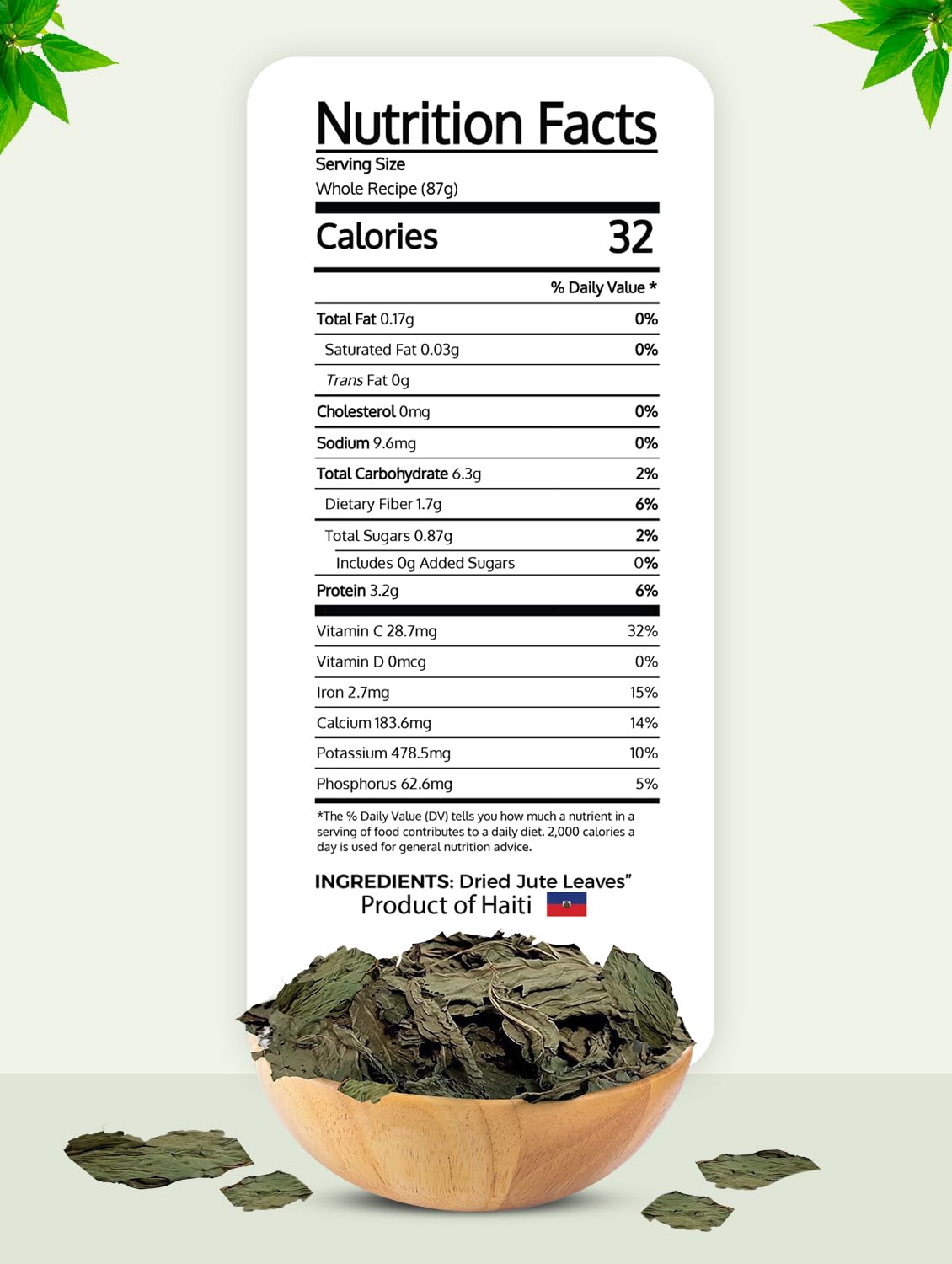 Haitian Lalo - Jute Leaves - Grown in Haiti - 100% Ayisyen - Dinner Ideas Collective