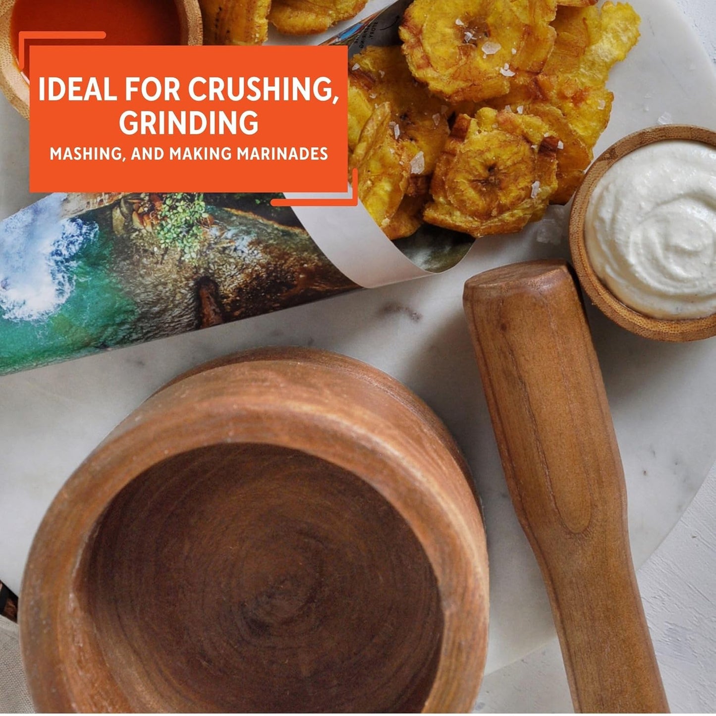 Haitian Wooden Pilon - Mortar & Pestle for Grinding Spices & Garlic - Dinner Ideas Collective