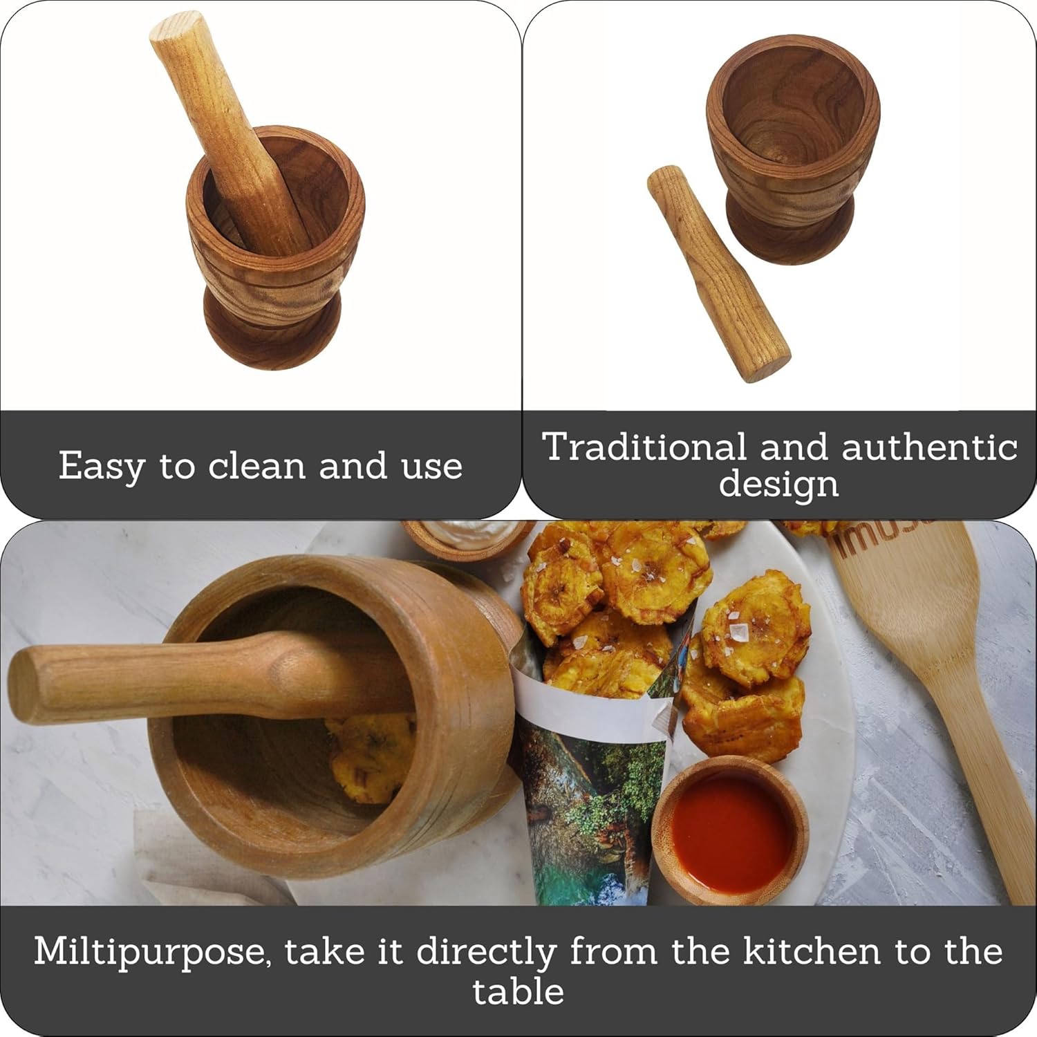 Haitian Wooden Pilon - Mortar & Pestle for Grinding Spices & Garlic - Dinner Ideas Collective
