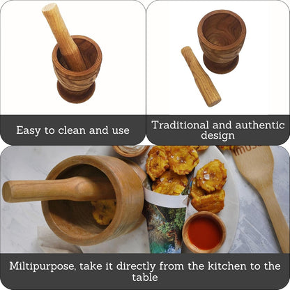 Haitian Wooden Pilon - Mortar & Pestle for Grinding Spices & Garlic - Dinner Ideas Collective