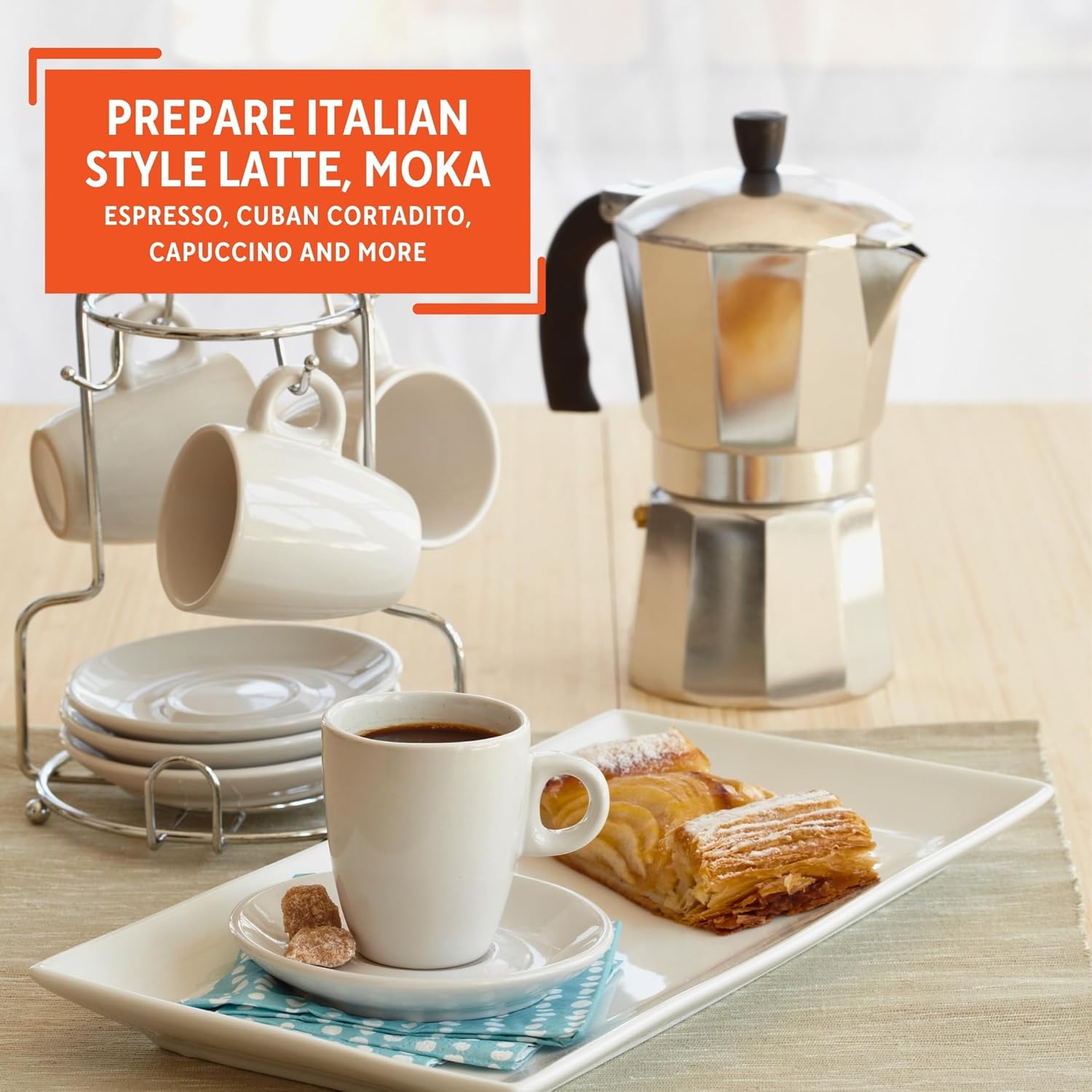 IMUSA USA B120 - 42V Aluminum Espresso Stovetop Coffeemaker 3 - Cup, Silver - Dinner Ideas Collective
