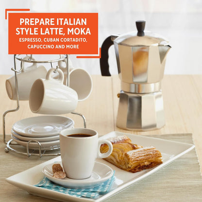 IMUSA USA B120 - 42V Aluminum Espresso Stovetop Coffeemaker 3 - Cup, Silver - Dinner Ideas Collective