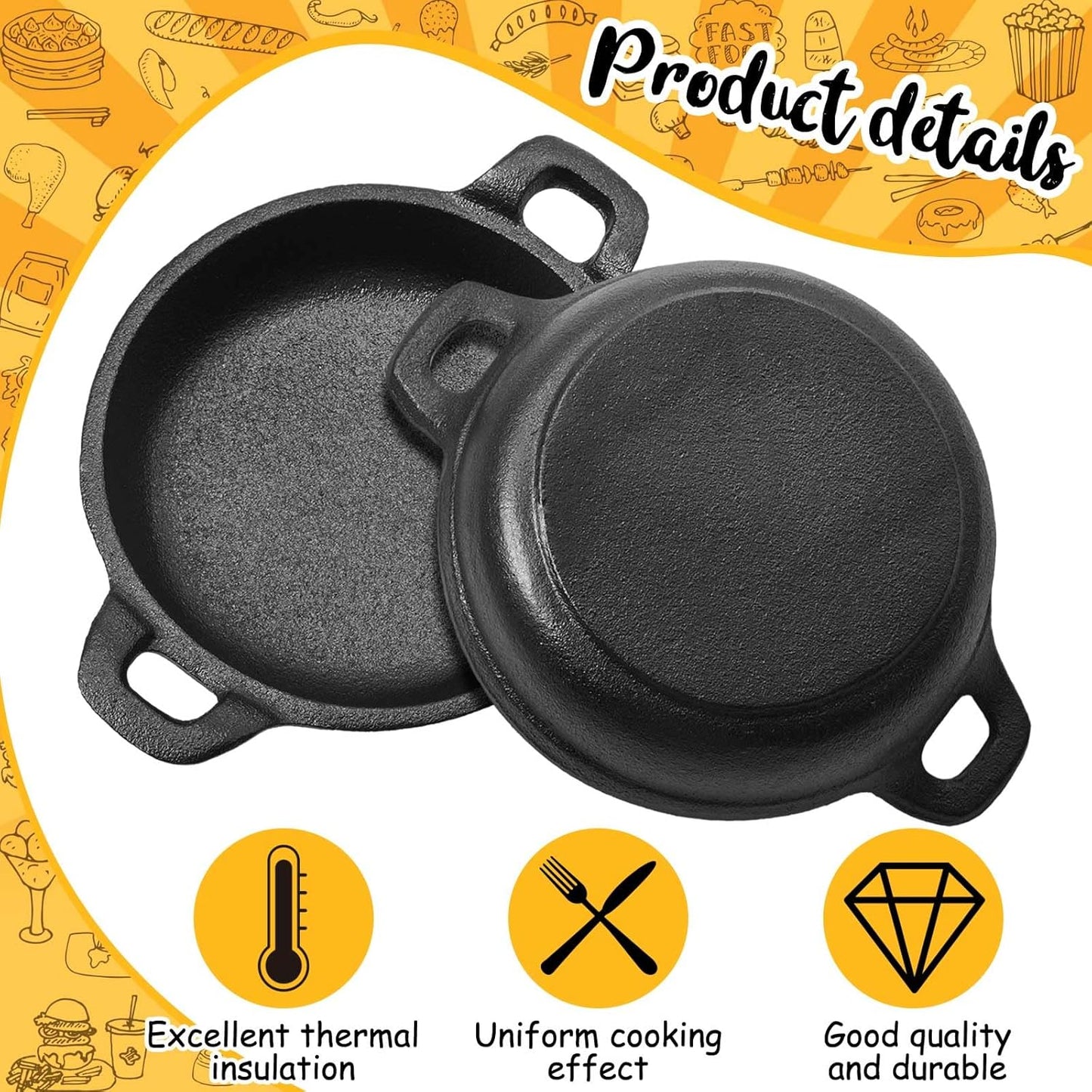 Mini Cast Iron Dishes - For Griot and Sides (6 Pack) - Dinner Ideas Collective