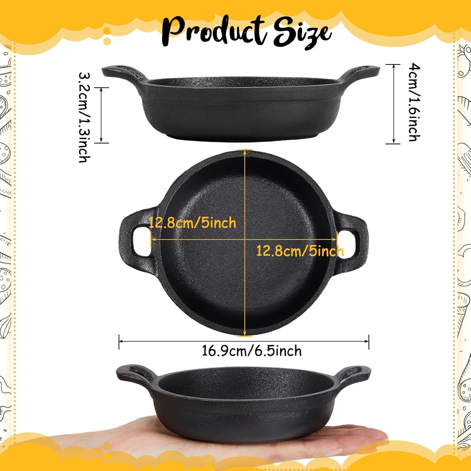 Mini Cast Iron Dishes - For Griot and Sides (6 Pack) - Dinner Ideas Collective
