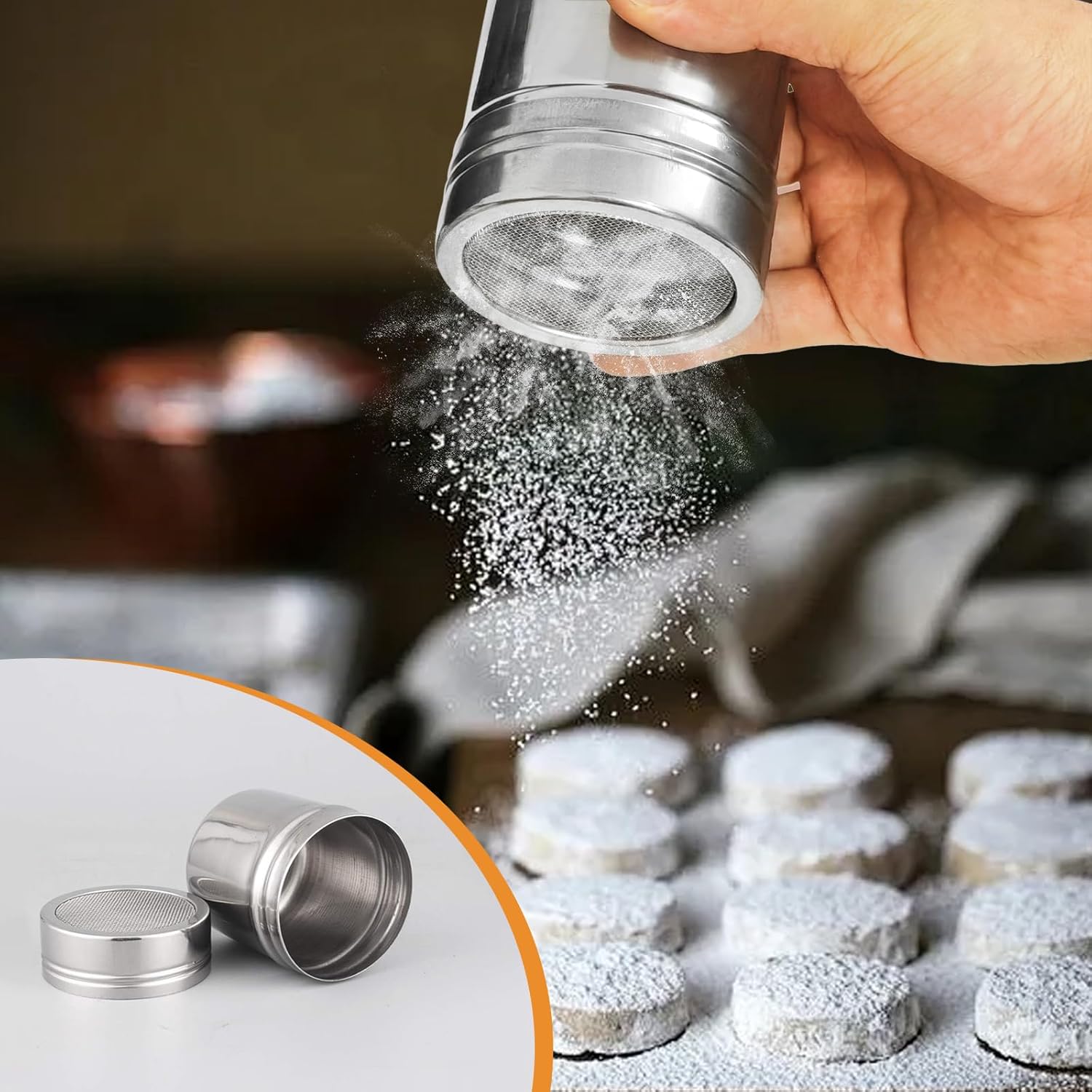 Powdered Sugar Shaker 3 in 1 Stainless Steel Sifter - Dinner Ideas Collective