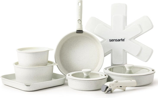 SENSARTE 17 - Piece Nonstick Pots and Pans Set with Detachable Handles - Dinner Ideas Collective