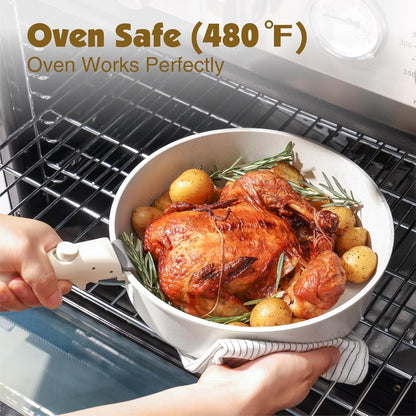 SENSARTE 17 - Piece Nonstick Pots and Pans Set with Detachable Handles - Dinner Ideas Collective