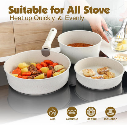 SENSARTE 17 - Piece Nonstick Pots and Pans Set with Detachable Handles - Dinner Ideas Collective