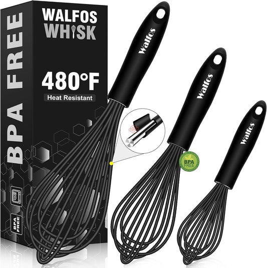 Walfos Silicone Whisk with Stainless Steel Wire - Dinner Ideas Collective
