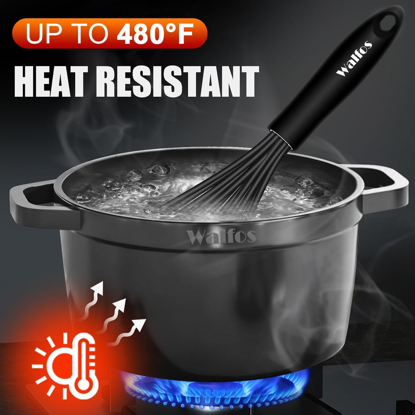 Walfos Silicone Whisk with Stainless Steel Wire - Dinner Ideas Collective
