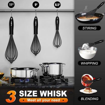 Walfos Silicone Whisk with Stainless Steel Wire - Dinner Ideas Collective
