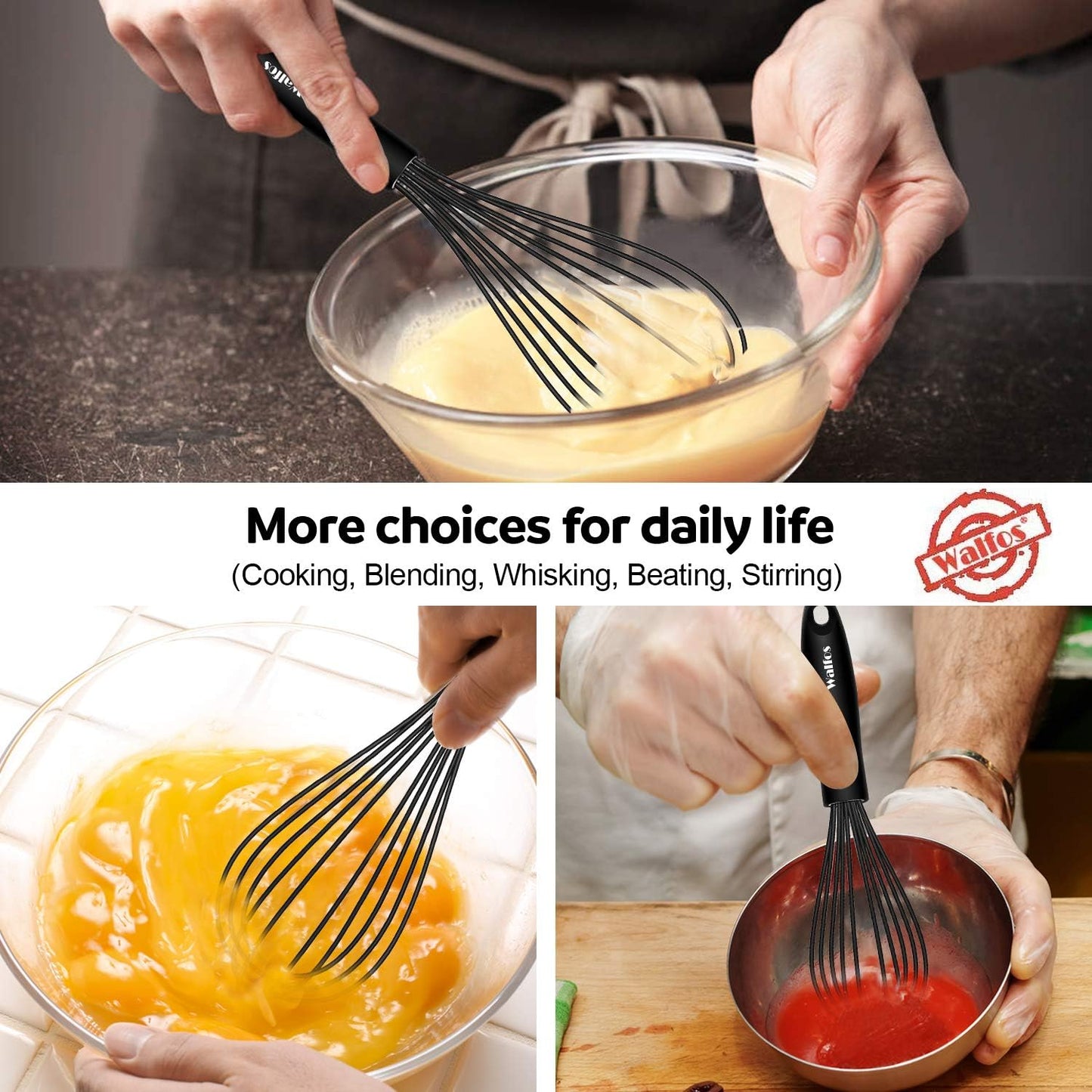 Walfos Silicone Whisk with Stainless Steel Wire - Dinner Ideas Collective